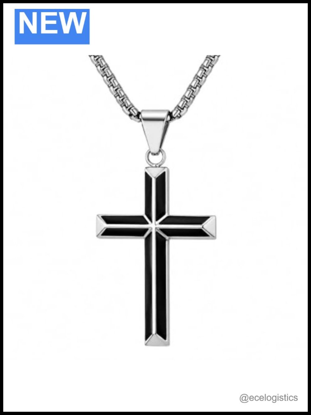 Polished Stainless Steel Cross Pendant Necklace for Men Women Christian Jewelry